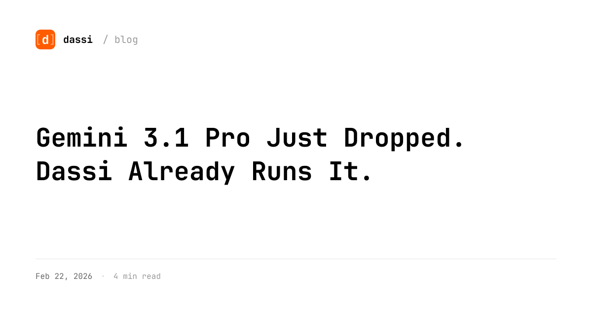 Gemini 3.1 Pro Just Dropped. Dassi Already Runs It. - dassi