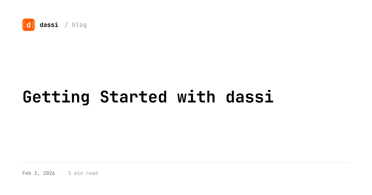 Getting Started with dassi - dassi